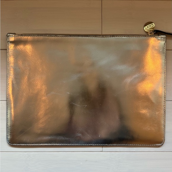 Clare V. Flat Clutch in Silver Leather